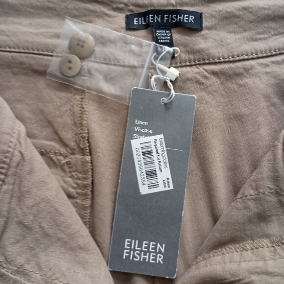 Eileen Fisher Tan Classic Walking Shorts Linen Blend Women’s Size 14 NWT - Picture 14 of 14
